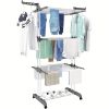 Multi functional multi-layer folding clothes drying rack for home use, indoor and outdoor clothes drying rack, with 4 lockable wheels, expandable